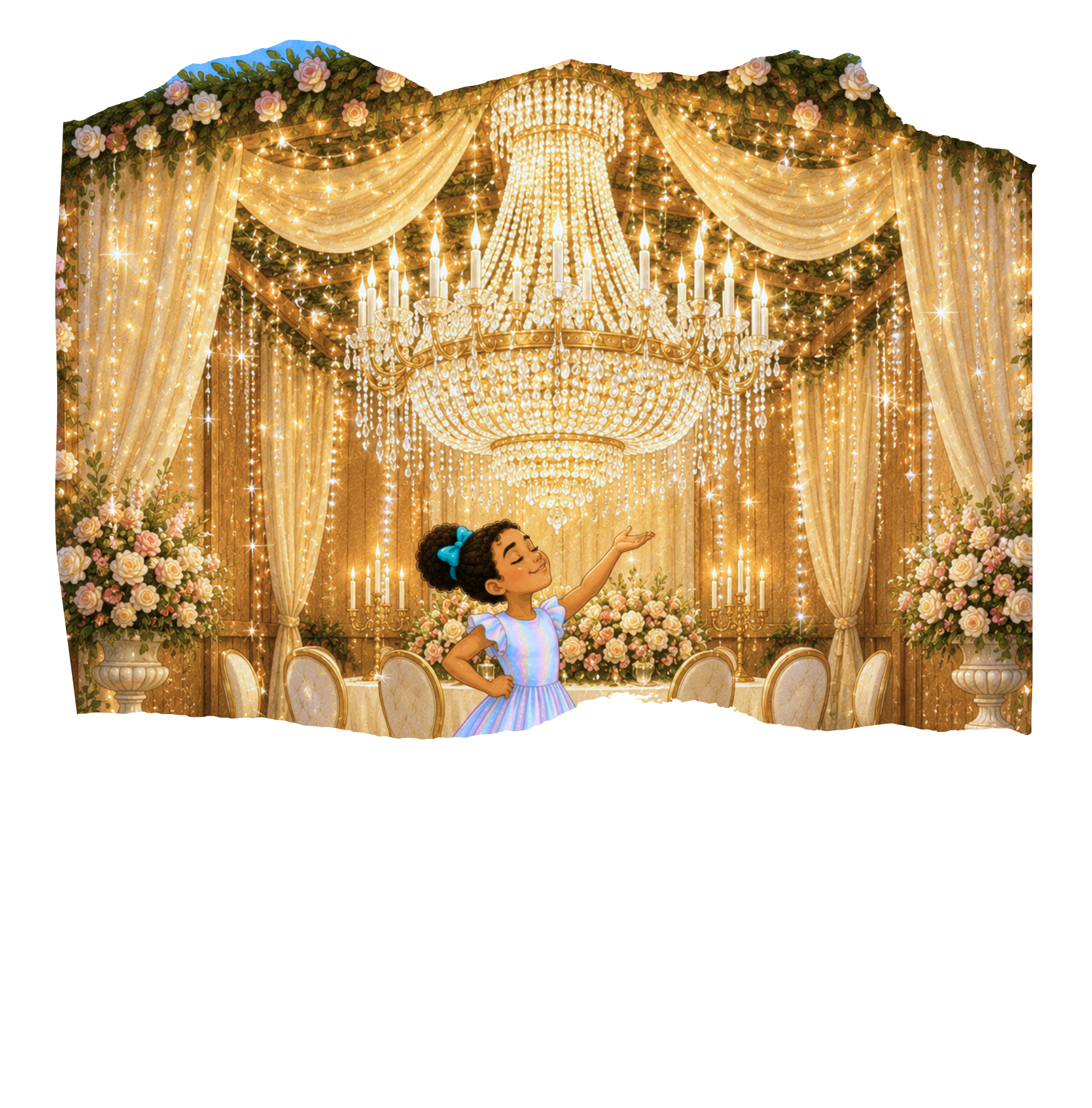 Noa imagines a grand chandelier inside the sukkah