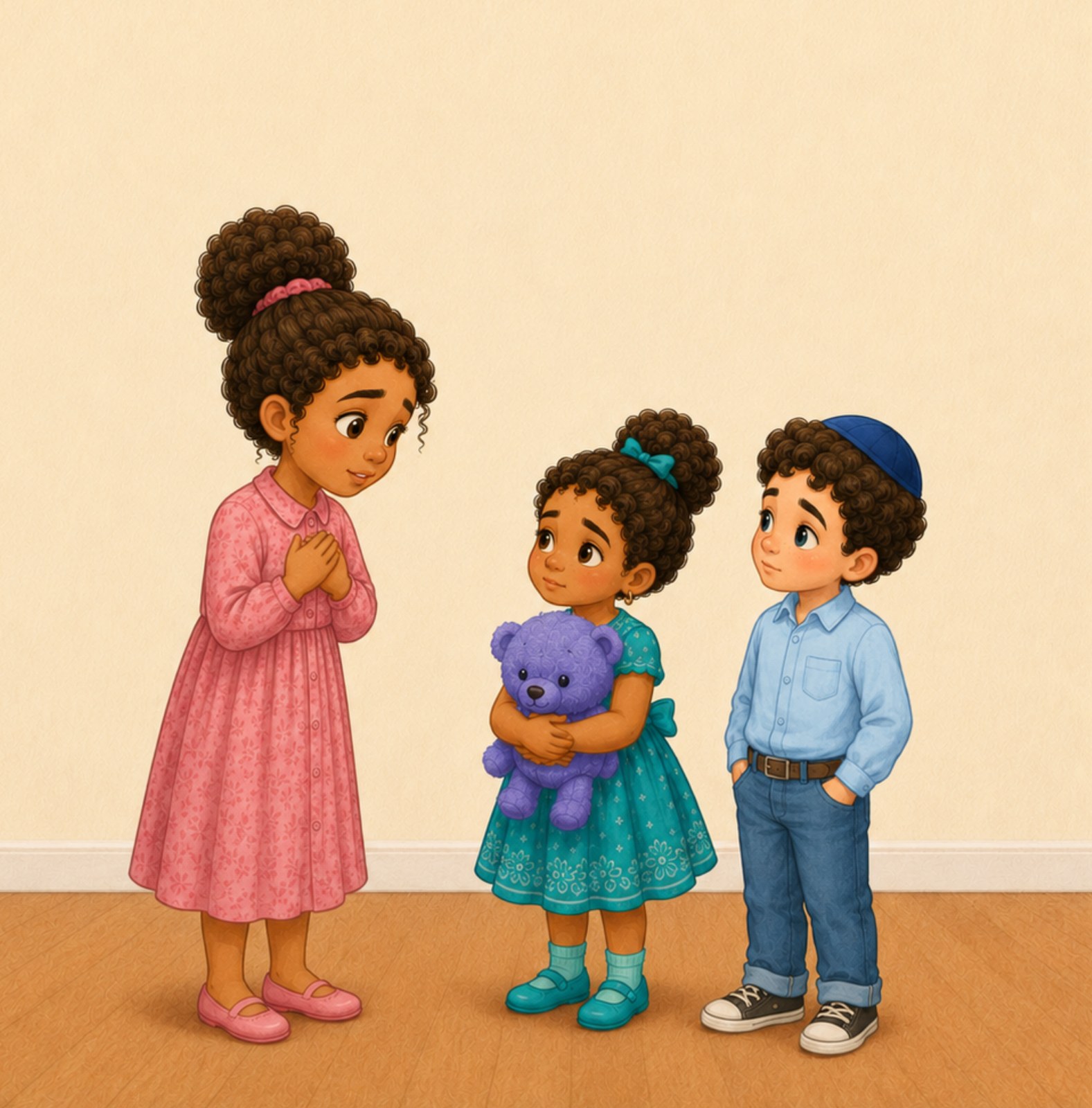 Noa apologizing to her younger siblings