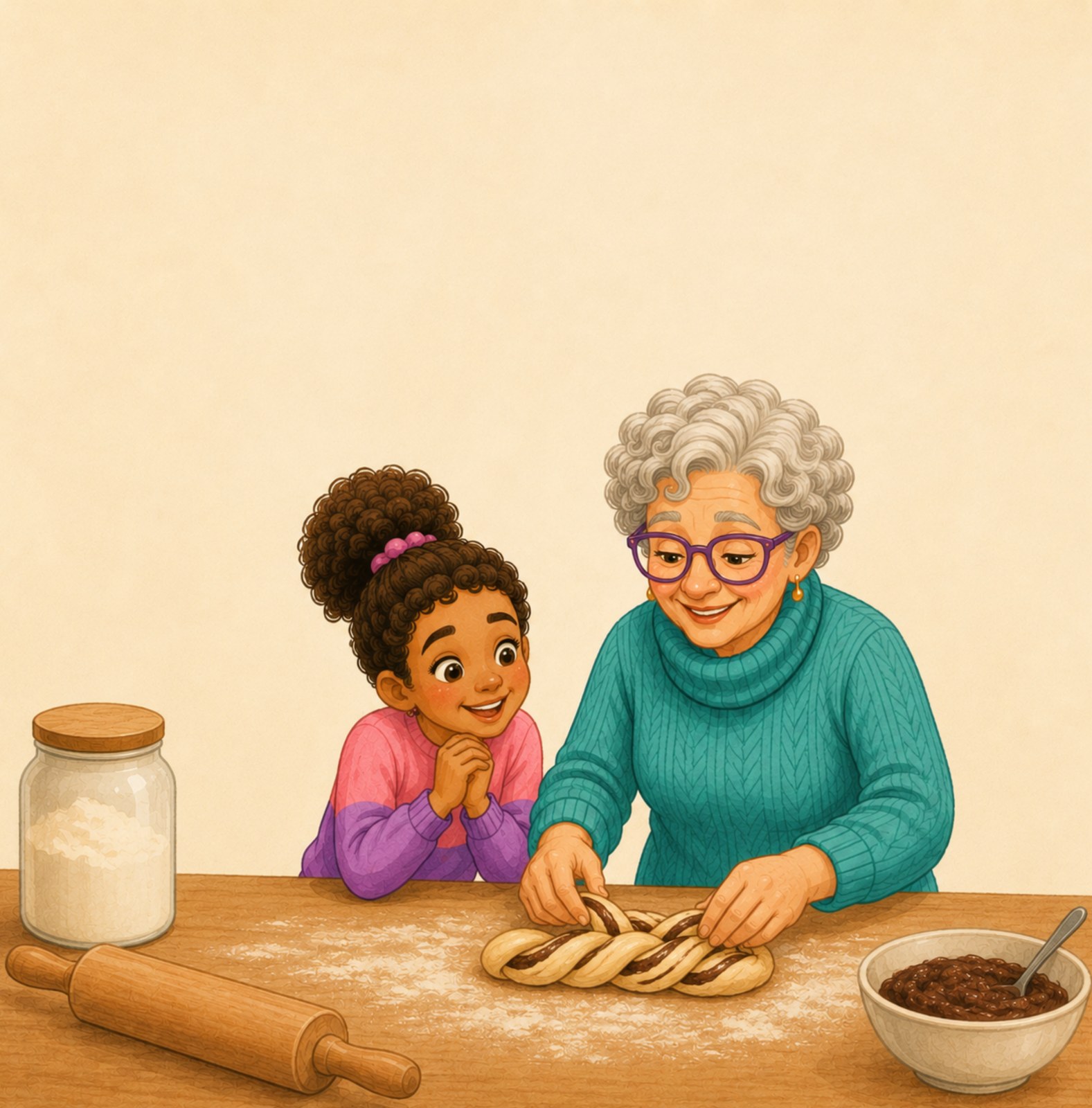 Noa and Bubbe preparing food