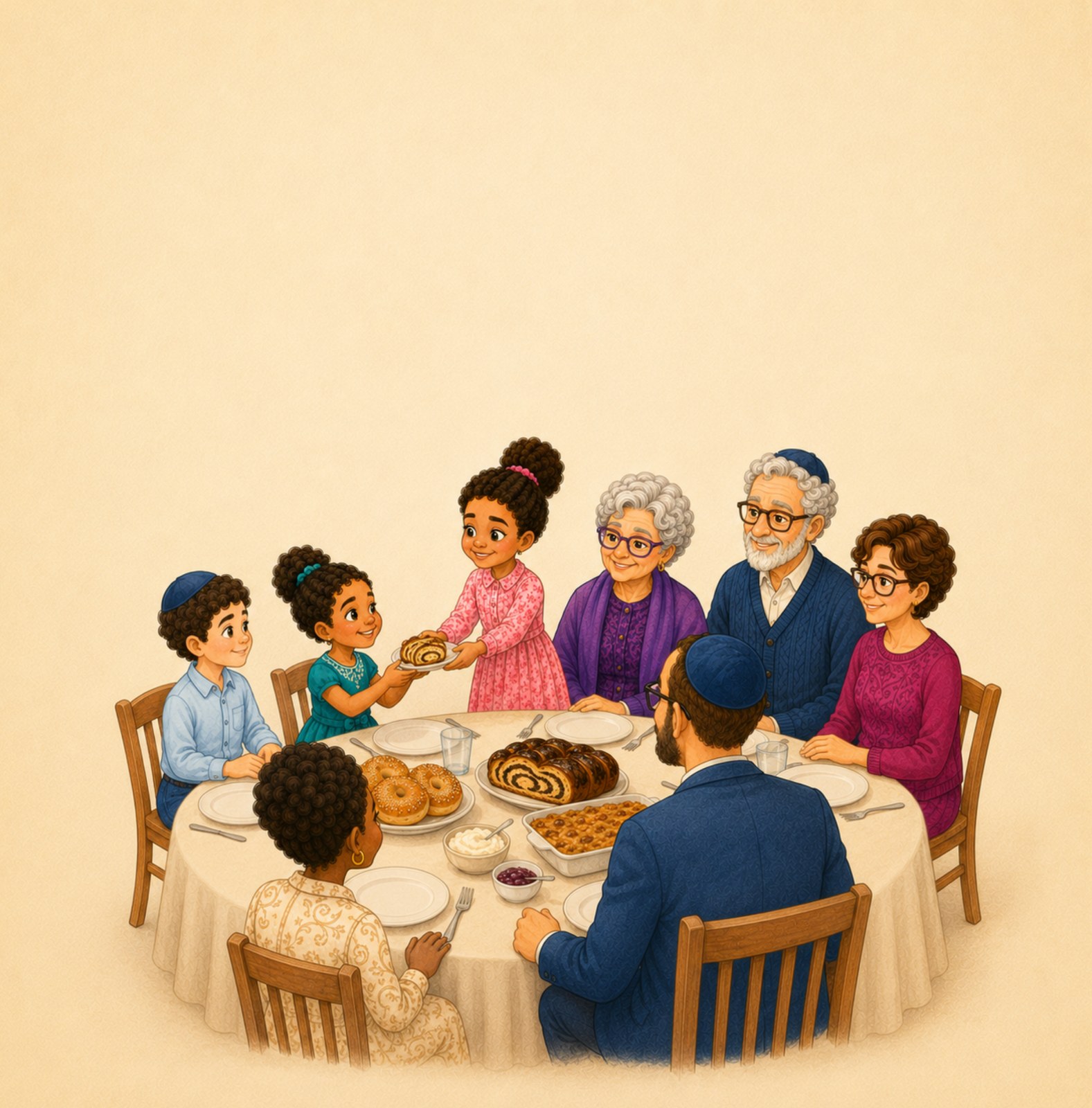 Family gathered around the table